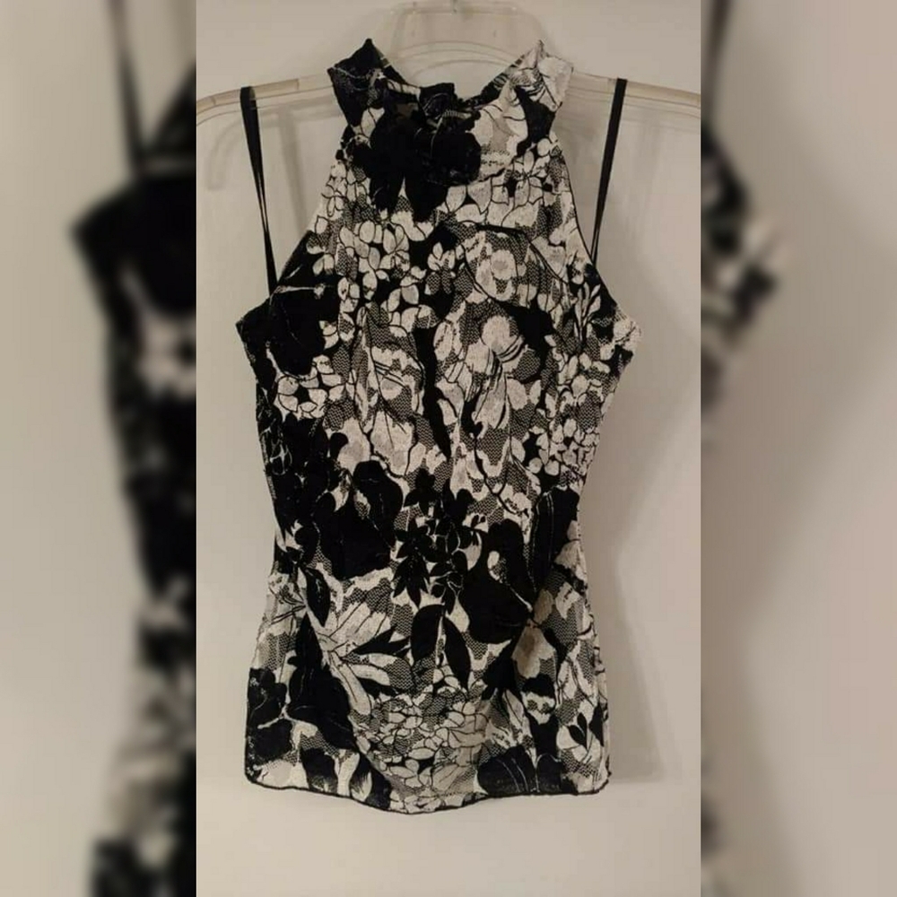 Black & white women's halter top size small